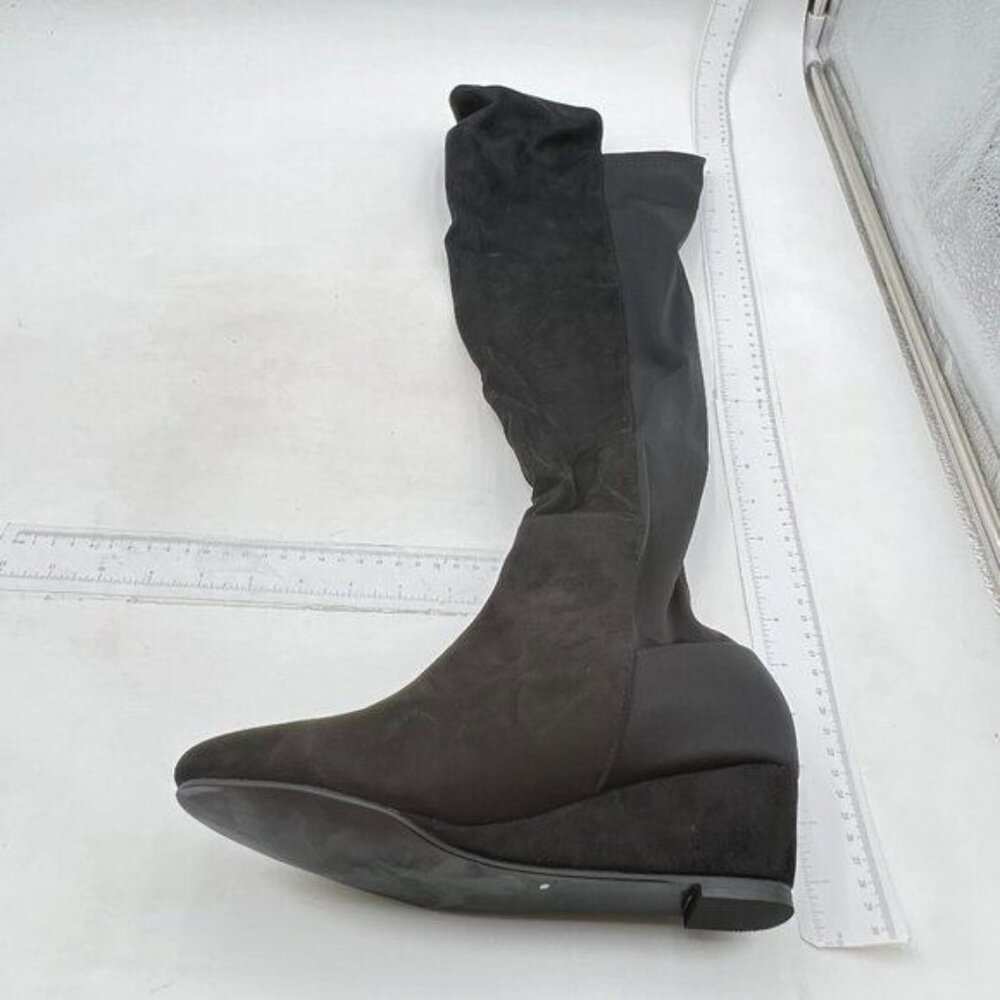 Dark Brown Over the Knee High Boots Wedge Heel Suede Long Stretch Sexy Boots